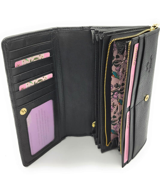 Bonnie RFID Leather Multi-Section Purse - Bascora