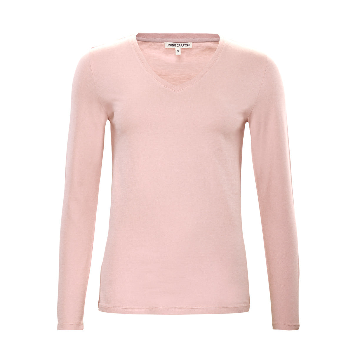 Camiseta de manga larga con cuello de pico de algodón orgánico para mujer
