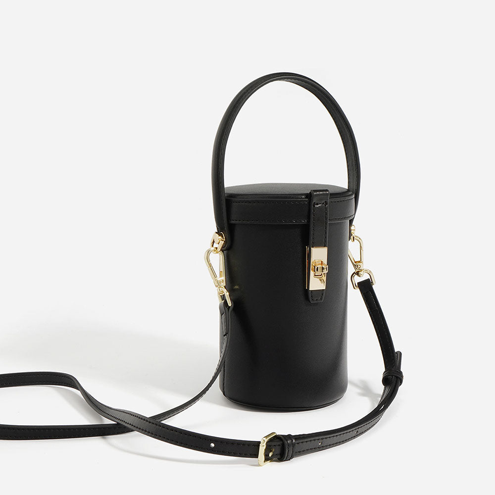 The Whisper Bucket Genuine Leather Cylindrical Crossbody Bag