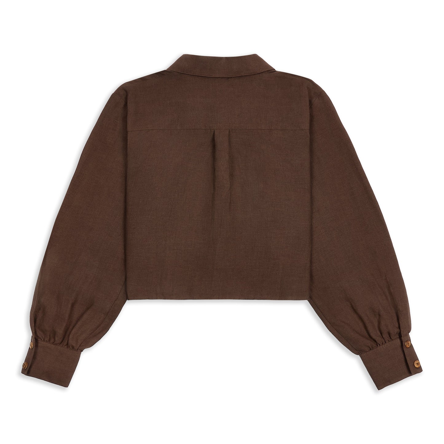 Freya Linen Cropped Blouse - Chocolate