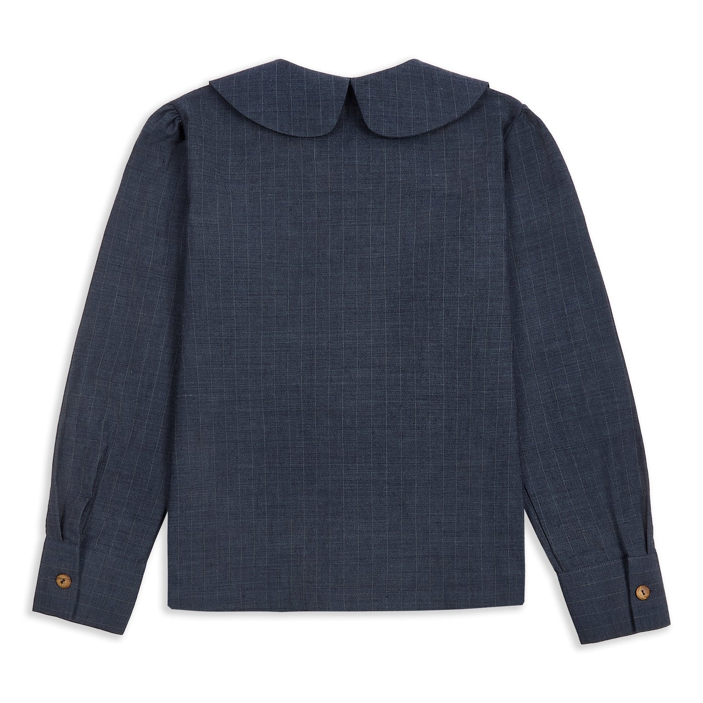 Claudine Wool Linen Overshirt - Navy Pinstripe