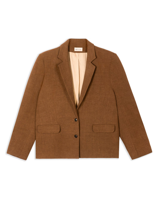 Má + Lin Maeve Linen Wool Blazer - Cinnamon
