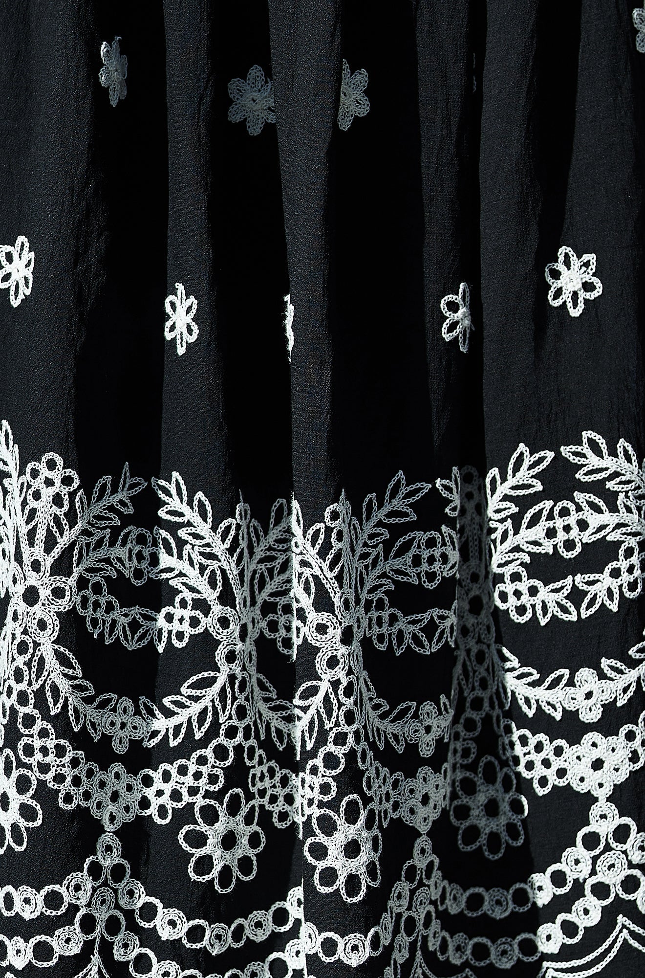 Black Embroidered Midi Skirt - Bascora