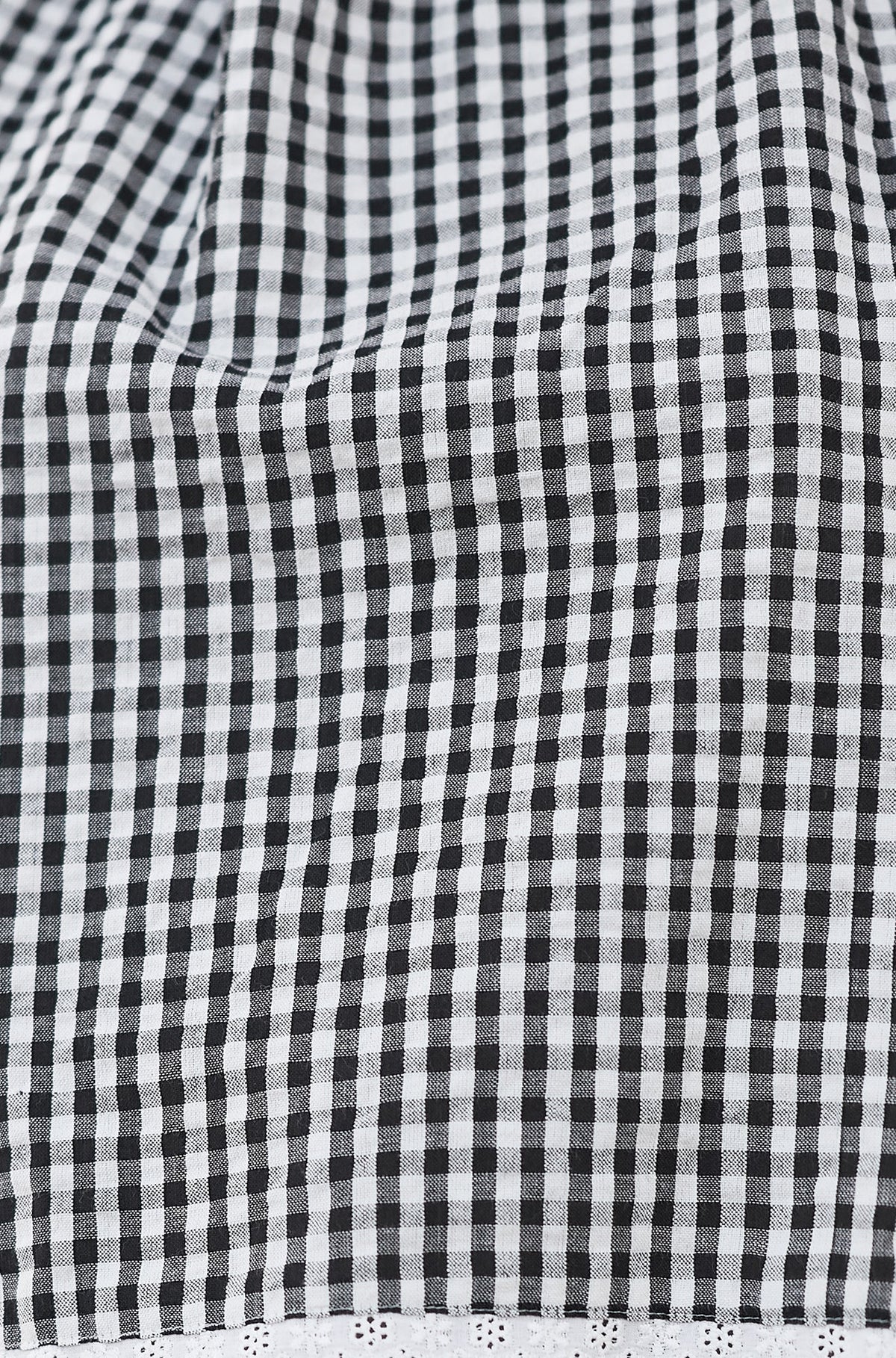 Black Gingham Cotton Midi Skirt - Bascora