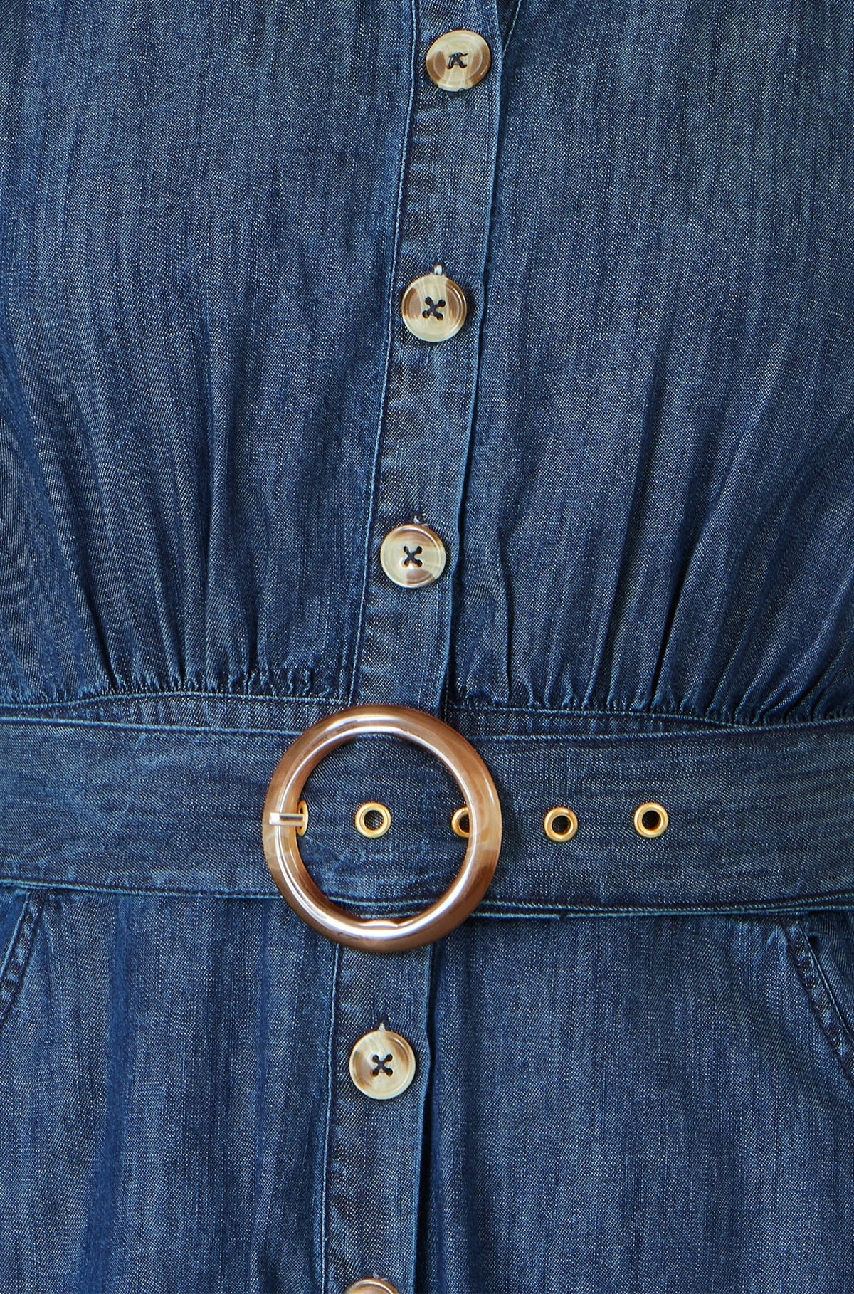 Blue Chambray Cotton Playsuit - Bascora