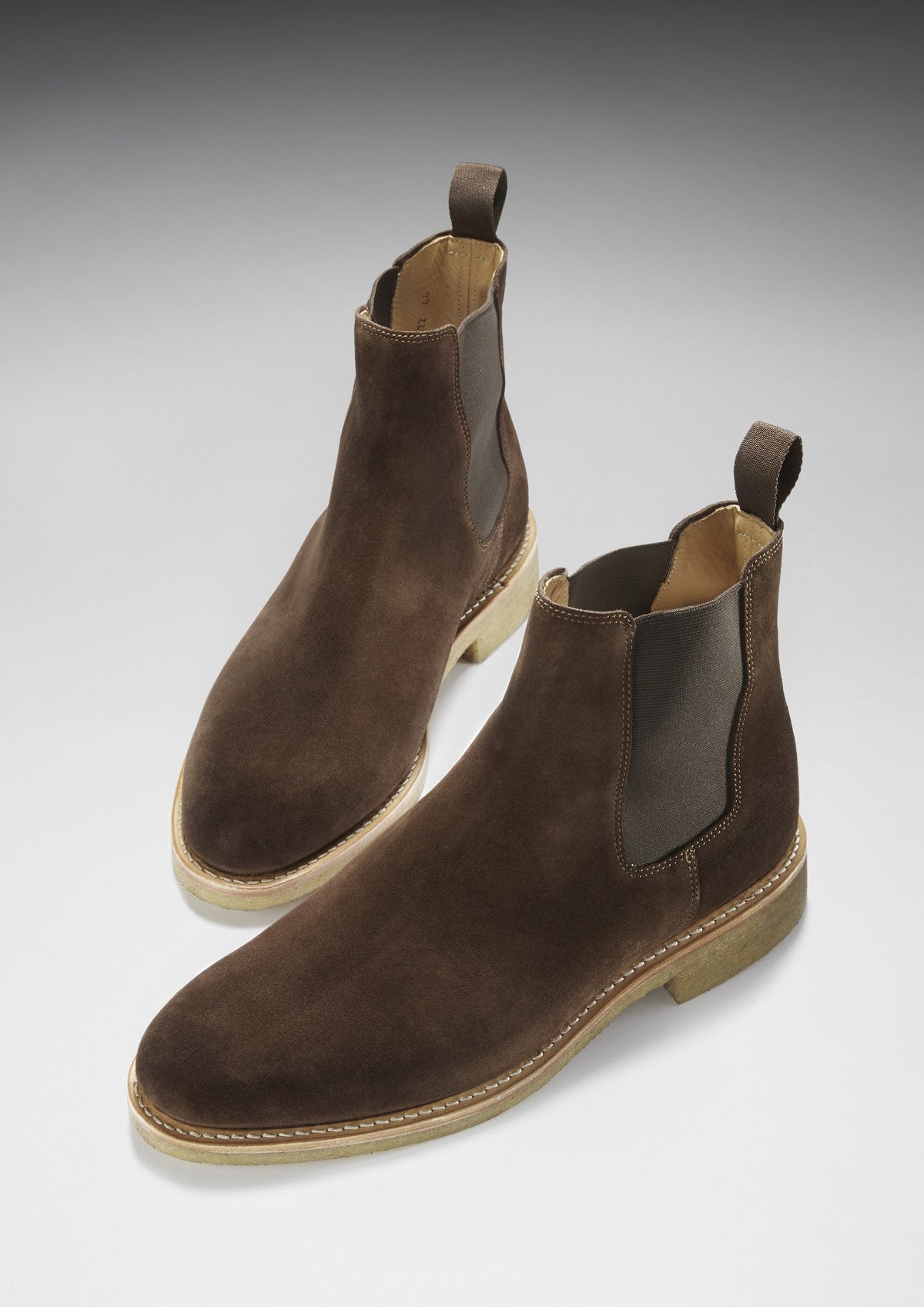 Hugs & Co. Brown Suede Chelsea Boots with Goodyear Welted Italian Crepe Rubber Sole
