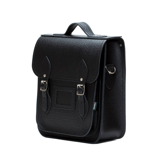 Handmade Leather City Backpack - Black Executive - Bascora