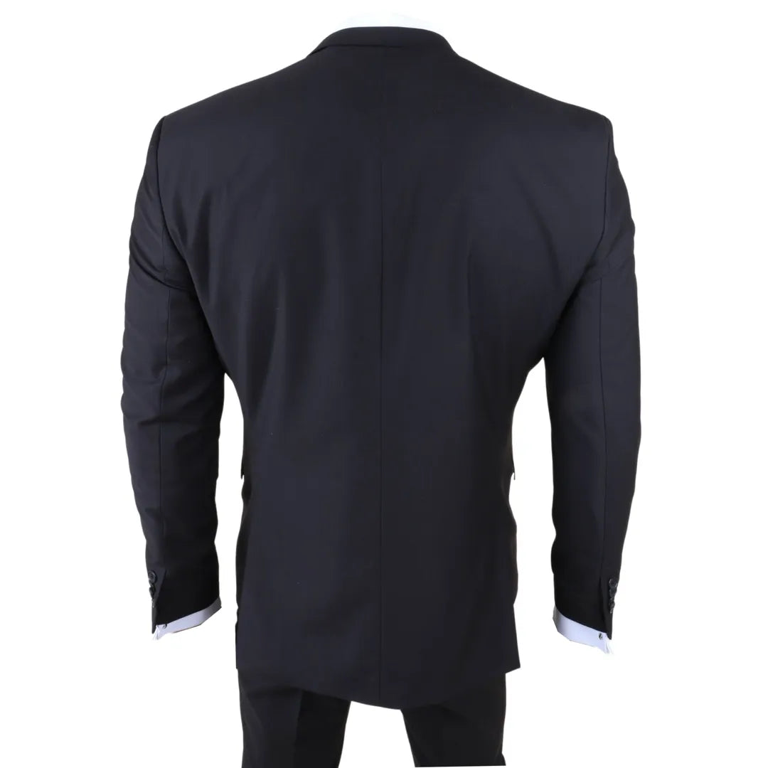 Men's Black 3 Piece Stitch Lapel Formal Suit