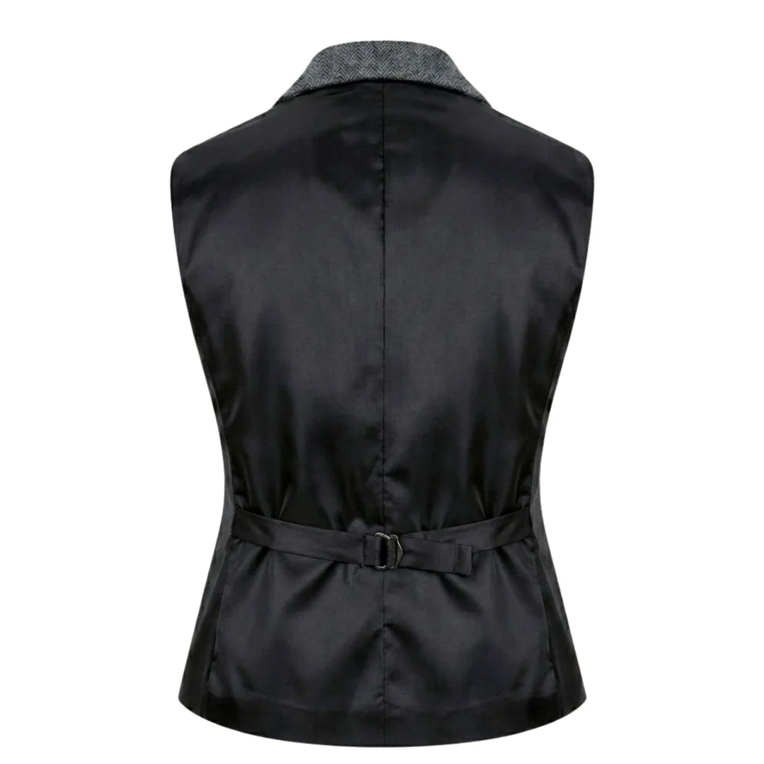 Women's Grey Tweed Herringbone Blazer & Waistcoat Set by TruClothing