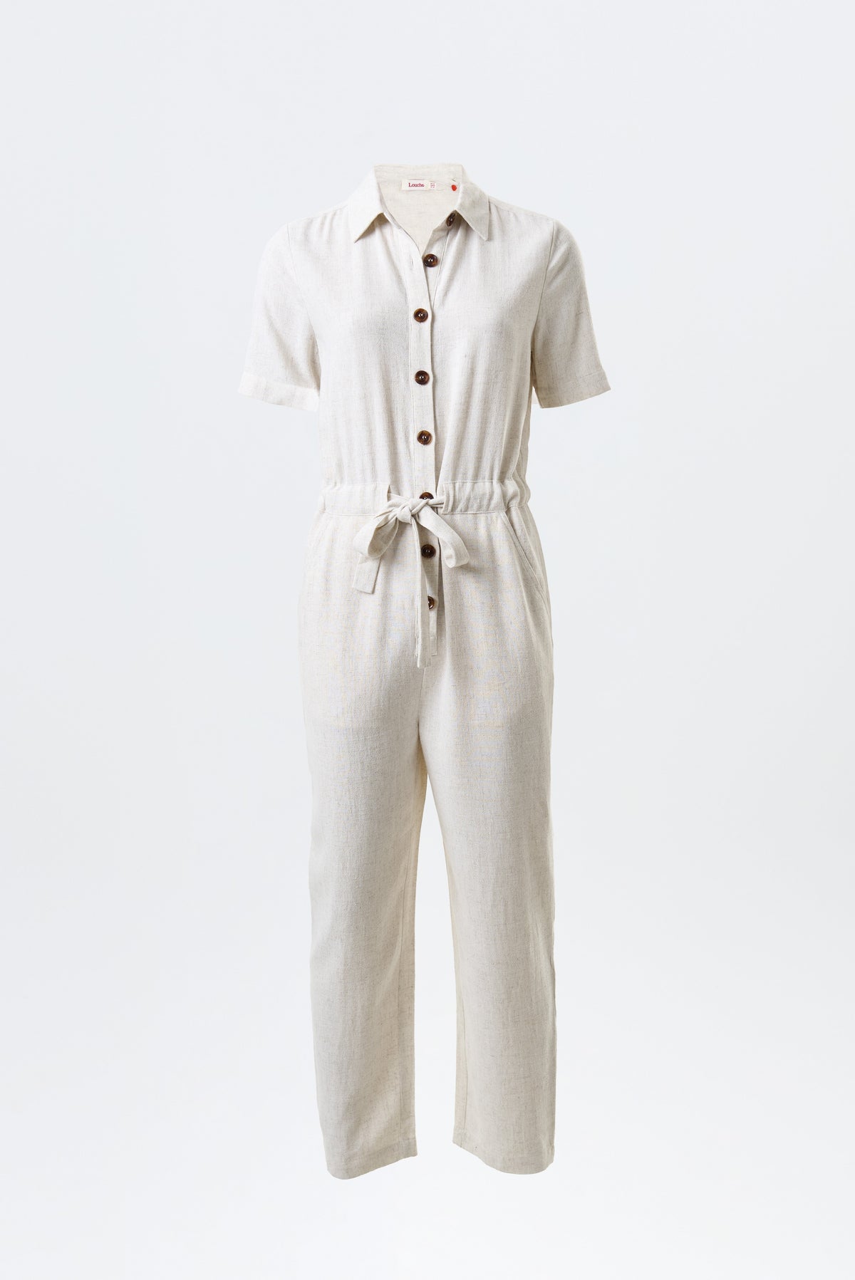 Justin Linen Mix Short Sleeve Jumpsuit – Natural - Bascora