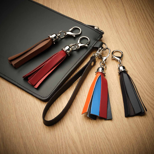 Leather Mini Tassel Bag Charm – Oxblood - Bascora