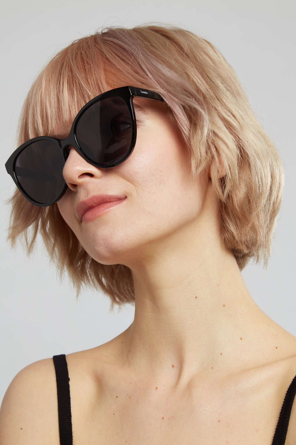 Lilly Round Cat Eye Sunglasses Black | Louche
