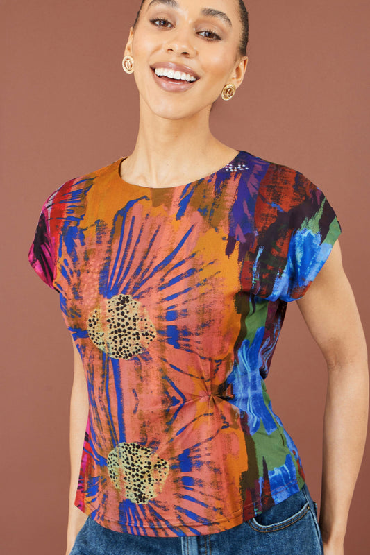 Multicolour Floral Mesh Top - Bascora