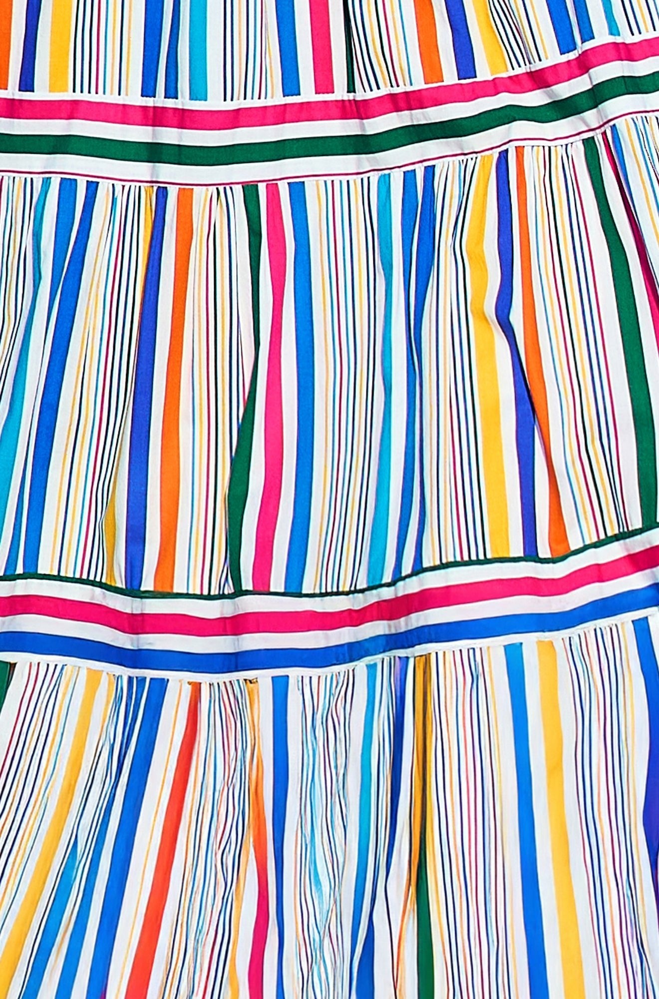 Multicolour Stripe Cotton Midi Sun Dress - Bascora