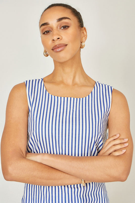 Navy Stripe Cotton Shift Dress - Bascora