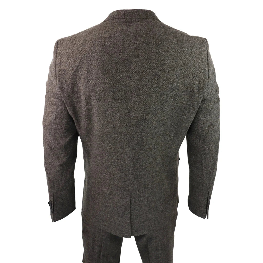 Men's Oak Wool Tweed Double Breasted Waistcoat 3 Piece Blinders 1920s Suit