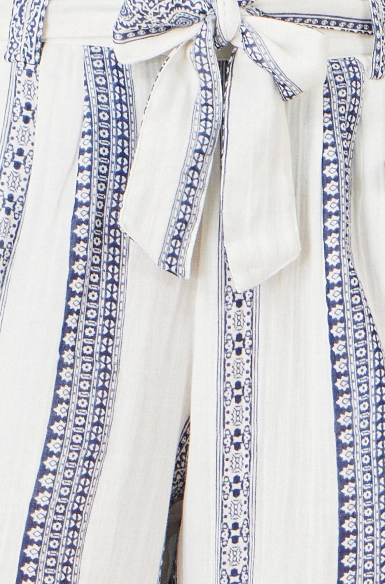 The Stripe Wide Leg – White Cotton Cropped Trousers - Bascora