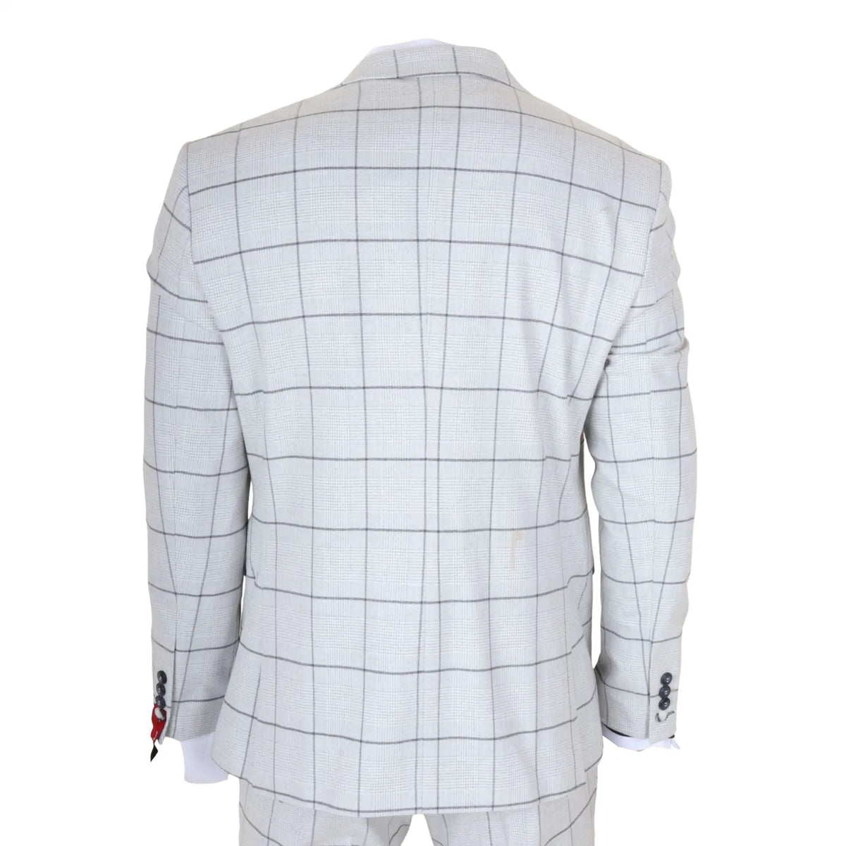 Men's 3 Piece Tailored Fit Grey Plaid Check Suit by TruClothing