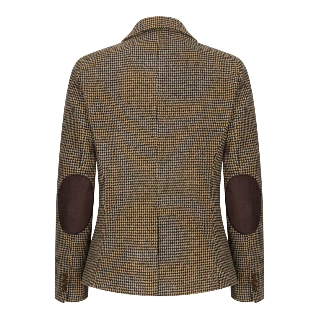 Women's Wool Blend Brown Dogtooth Tweed Blazer by TruClothing