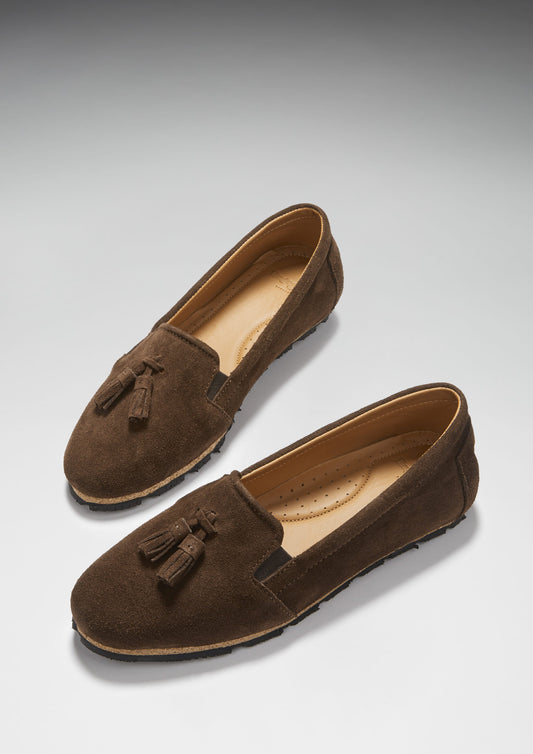 Hugs & Co. Women's Brown Suede Tasselled Espadrilles