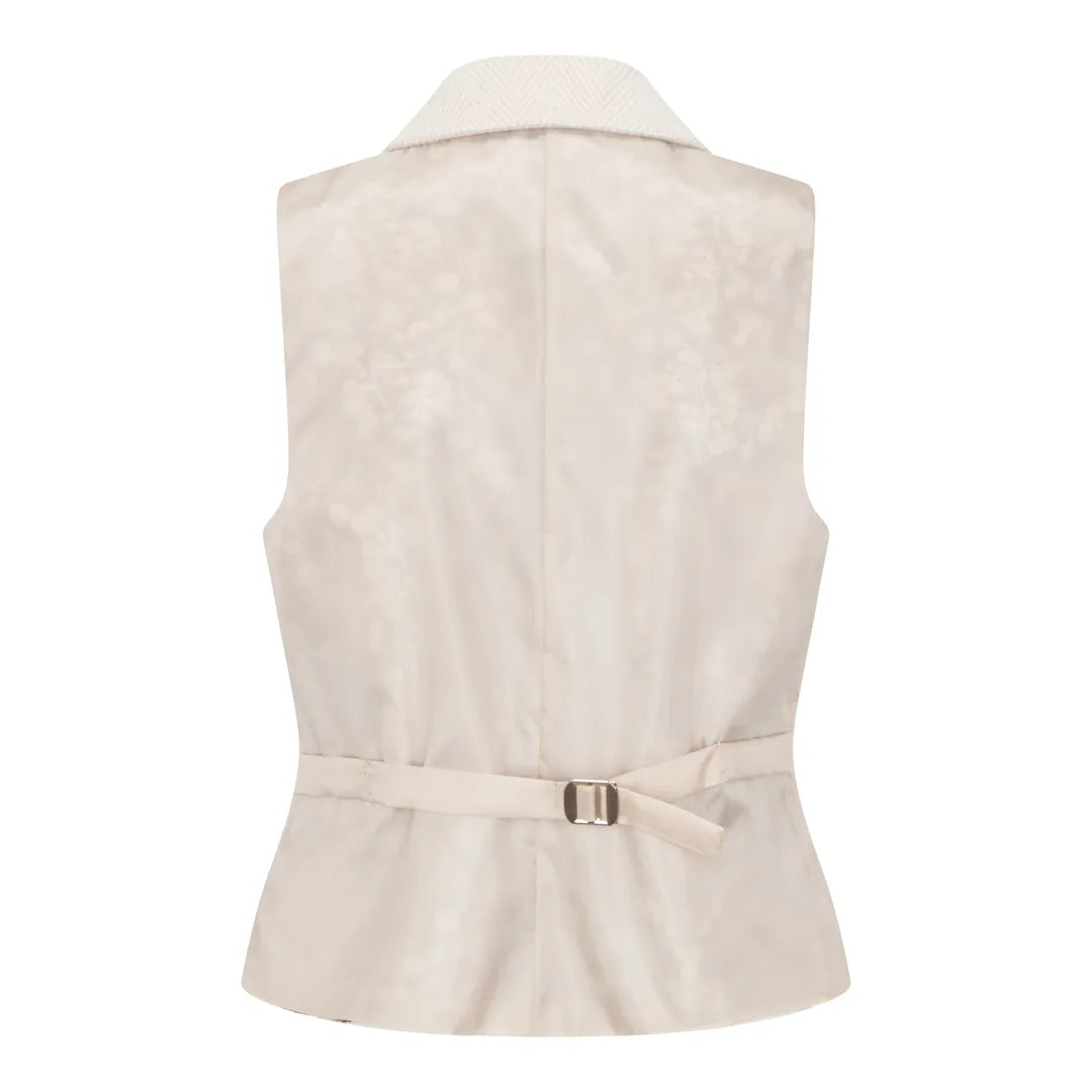 TruClothing Women's Cream Wool Blend Tweed Blazer and Waistcoat Set