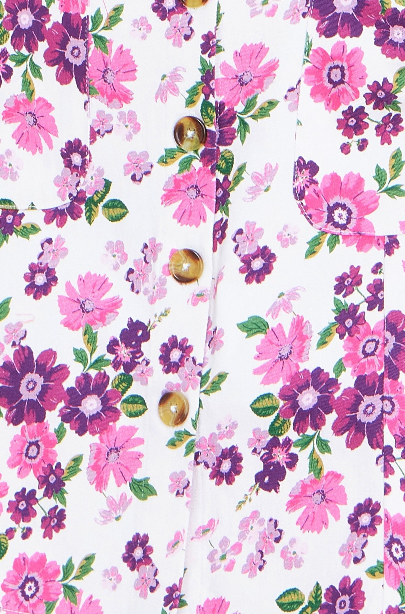 Yumi Pink Retro Floral Cotton Stretch Pinafore Dress - Bascora