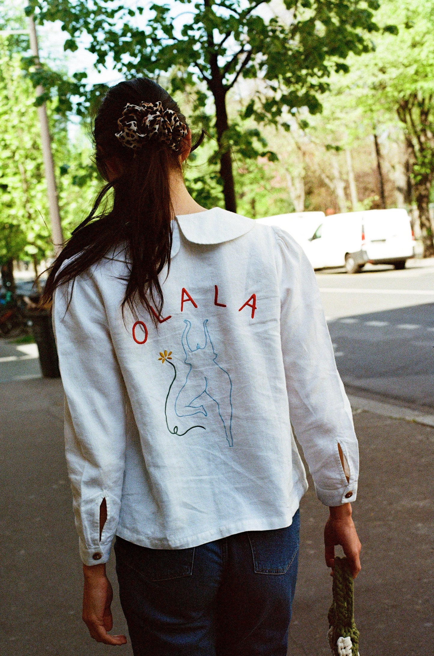 OLALA Embroidered Claudine Linen Blouse - White x Laetitia Rouget