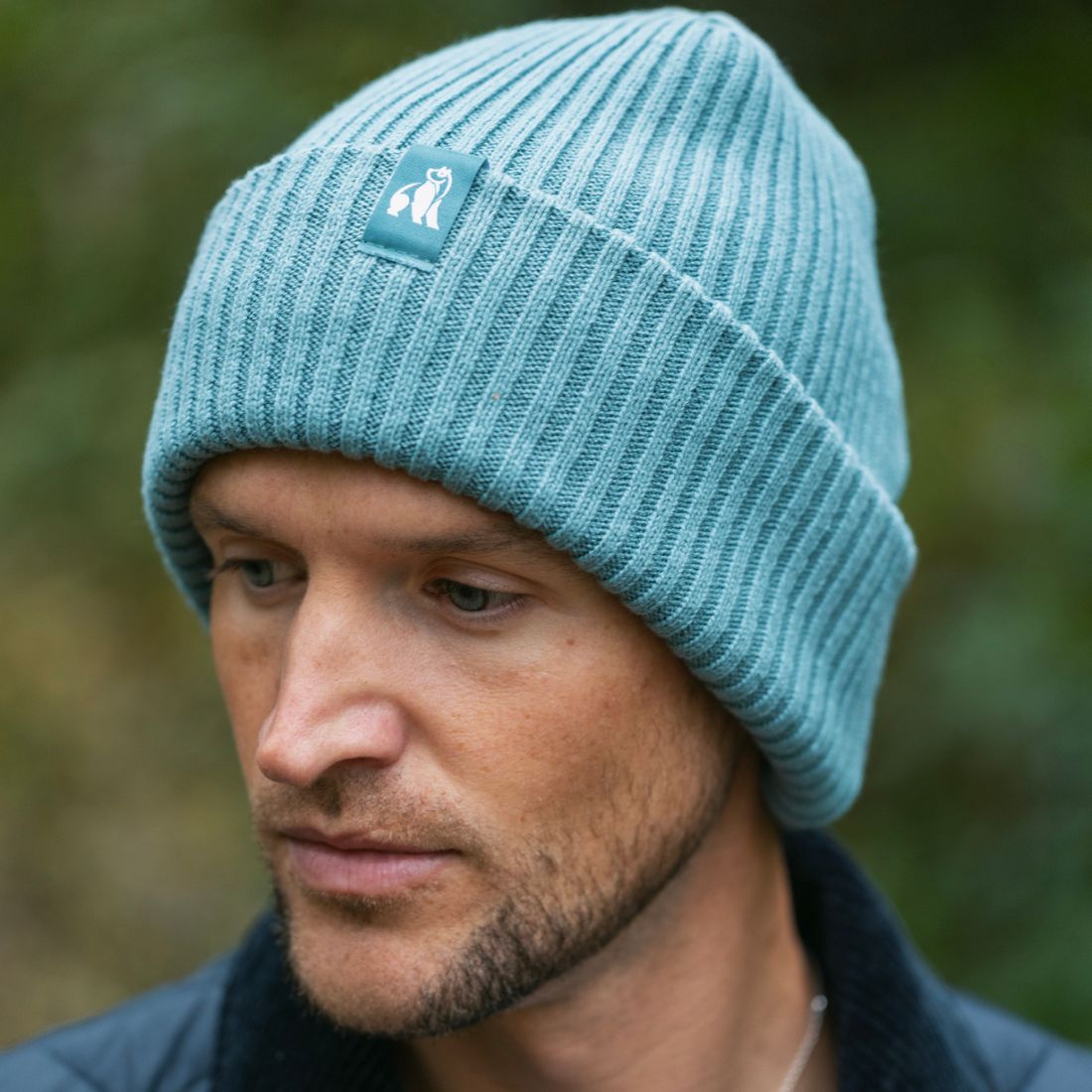 Swole Panda Organic Cotton Beanie in Turquoise