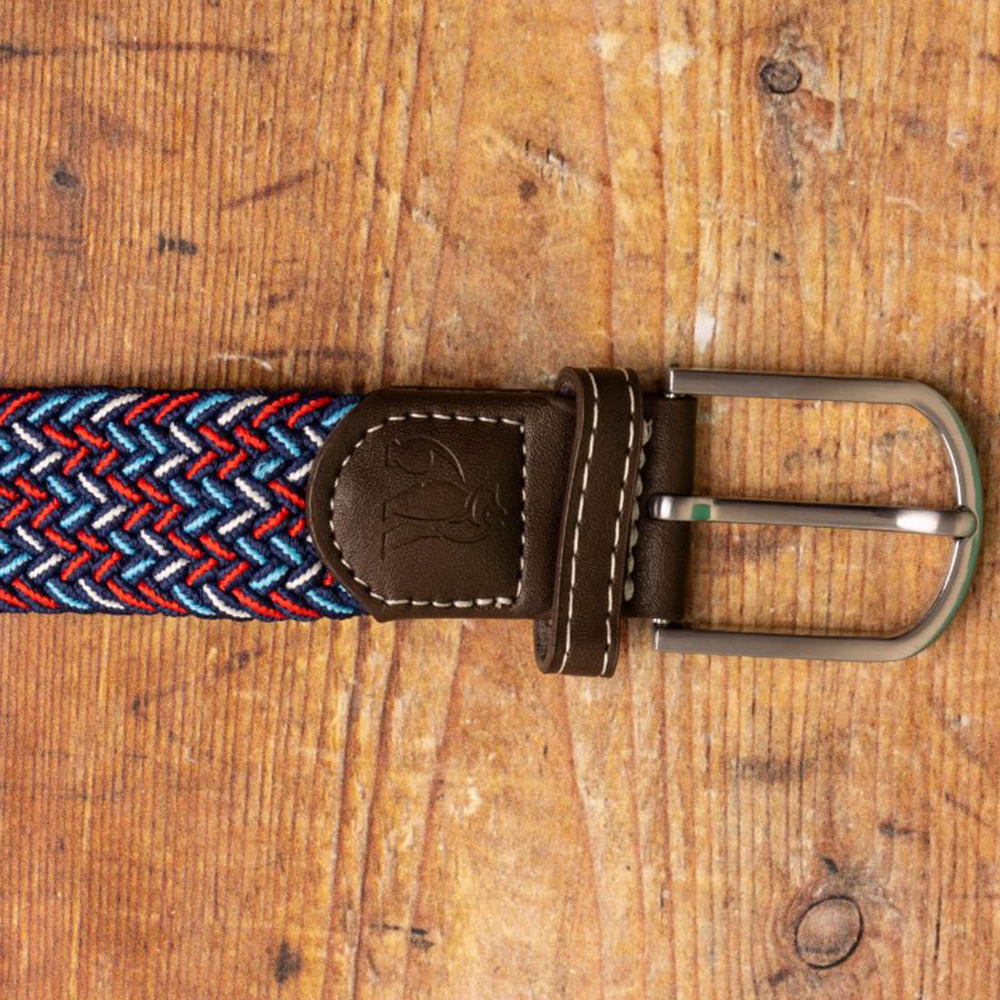 Swole Panda Recycled Woven Belt in Blue, Red and White Dot