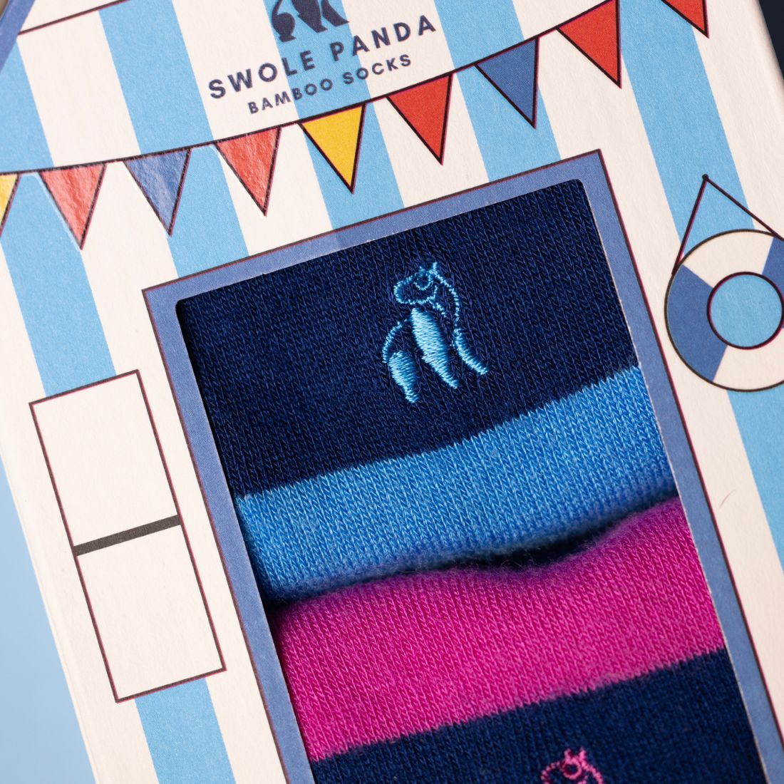 Swole Panda Beach Hut Bamboo Sock Gift Box — 2 Pairs
