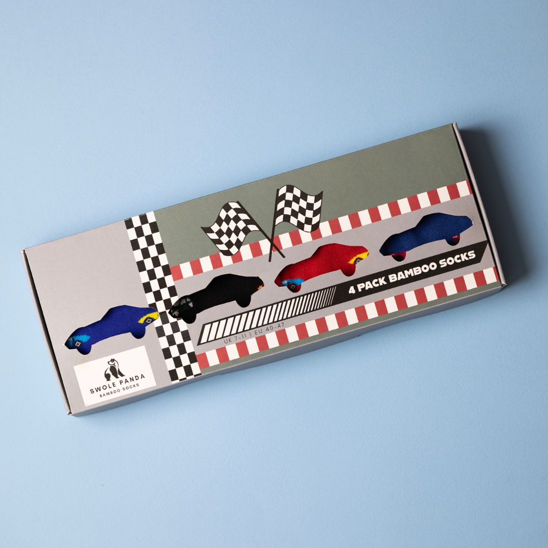 Swole Panda Racing Car Bamboo Sock Gift Box — 4 Pairs