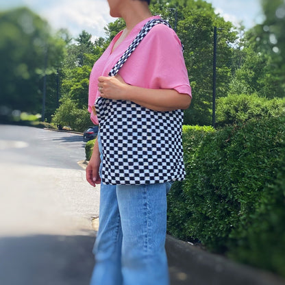 Bolso tote con cremallera "Check Yourself"