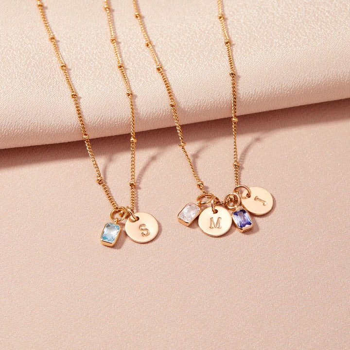 Savaé Design Birthstone Initial Pendant Necklace
