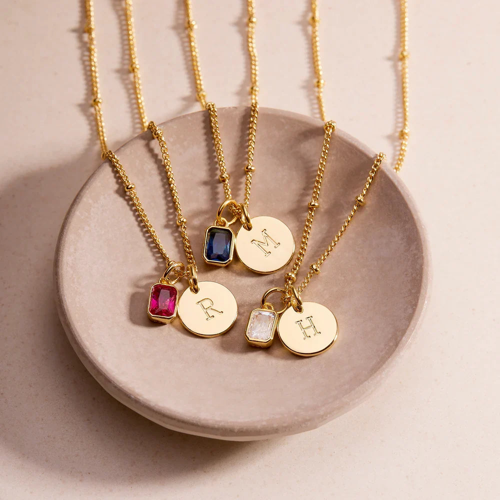 Savaé Design Birthstone Initial Pendant Necklace