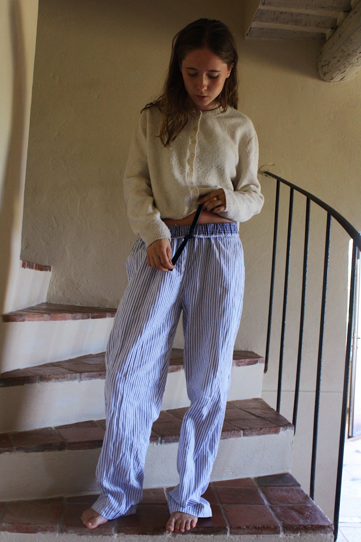 Loungers Women's Organic Brushed Cotton Mediterranean Monk Seal Trousers