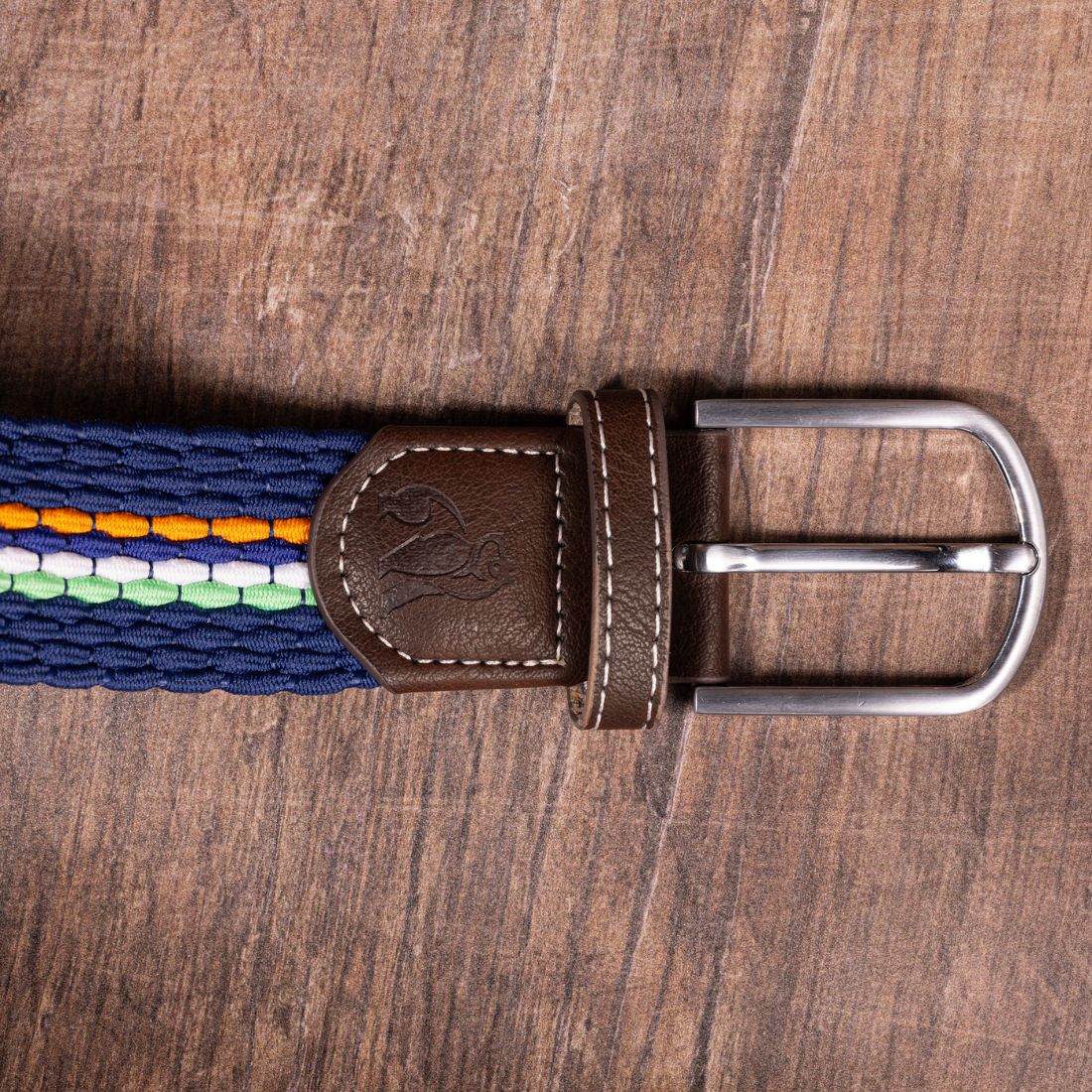 Swole Panda Woven Belt in Orange Green Fine Stripe