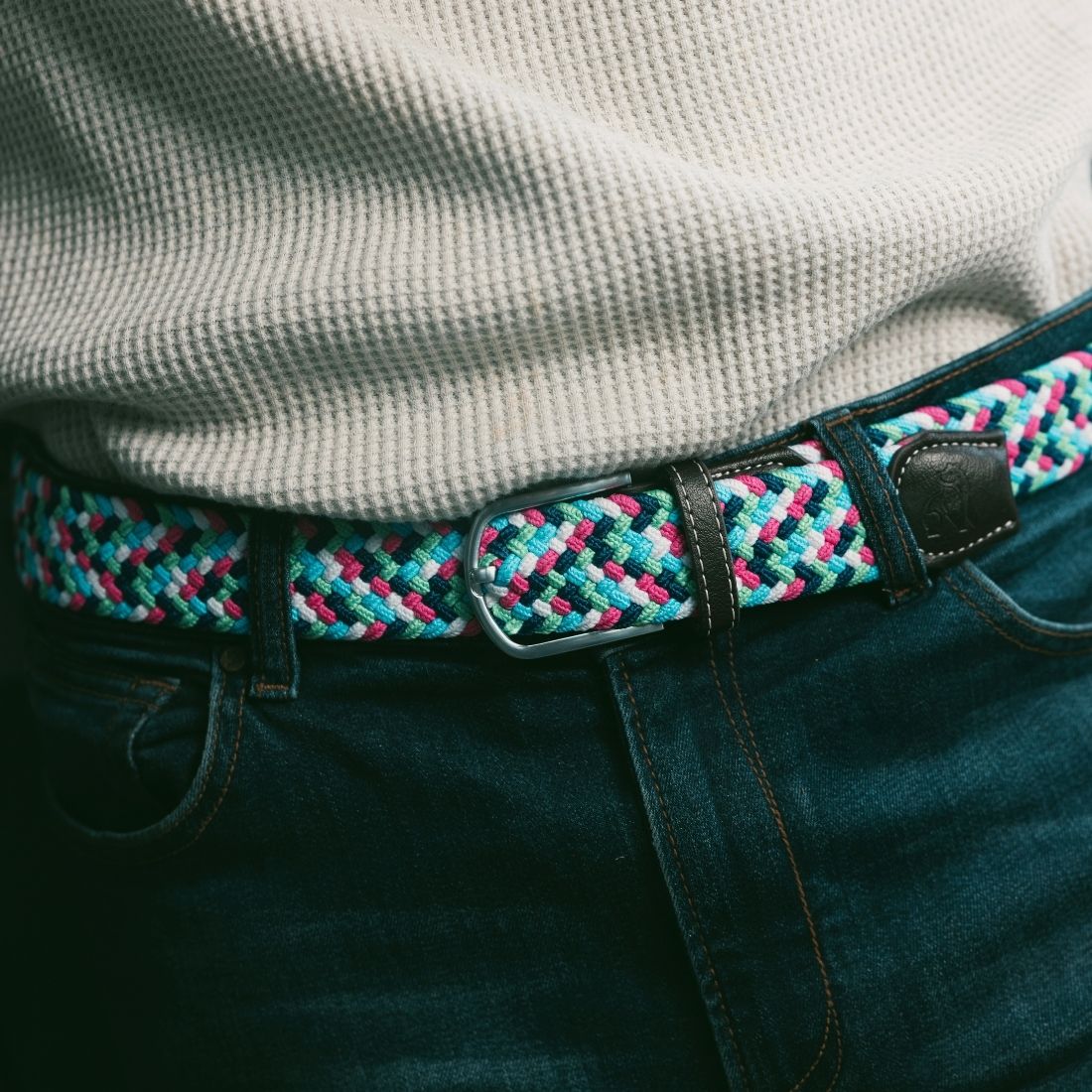 Swole Panda Woven Belt in Bright Zigzag