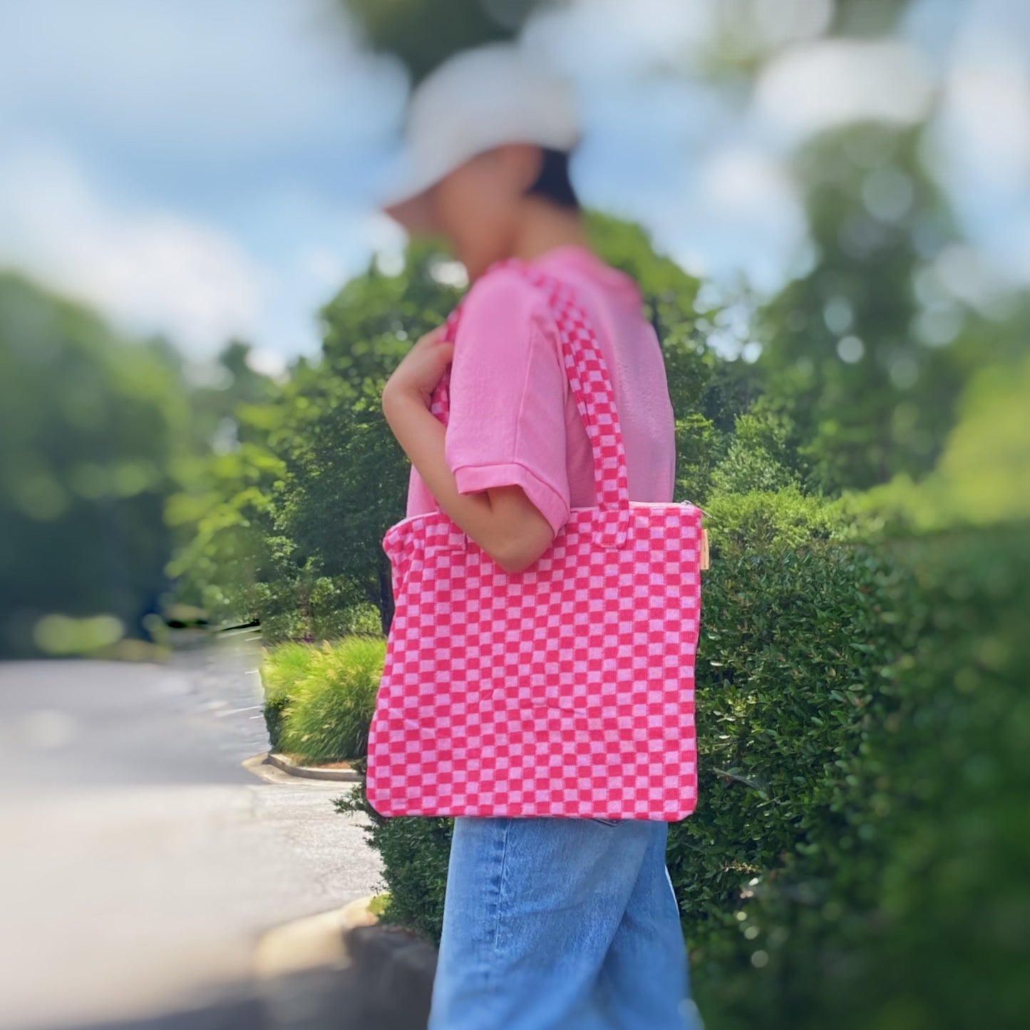 Bolso tote con cremallera "Check Yourself"