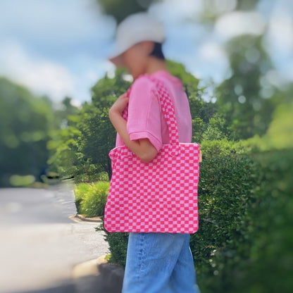 Bolso tote con cremallera "Check Yourself"