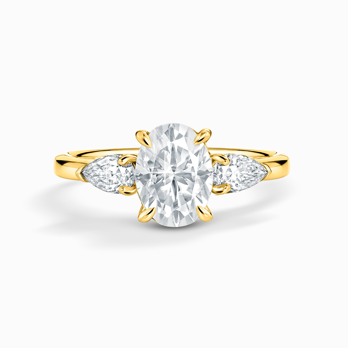 Vianne Jewellery 2ct Oval Moissanite Three Stone Engagement Ring in 18k Gold Vermeil