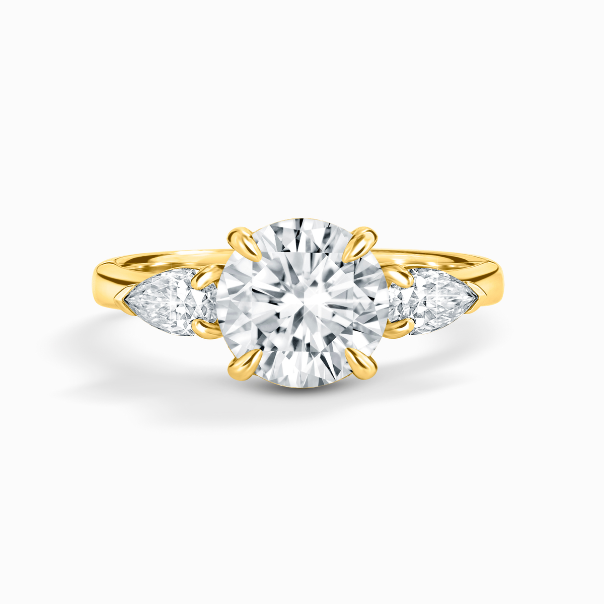 Vianne Jewellery 2ct Round Moissanite Three Stone Engagement Ring in 18k Gold Vermeil