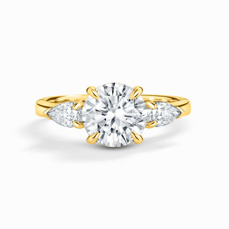 Vianne Jewellery 2ct Round Moissanite Three Stone Engagement Ring in 18k Gold Vermeil