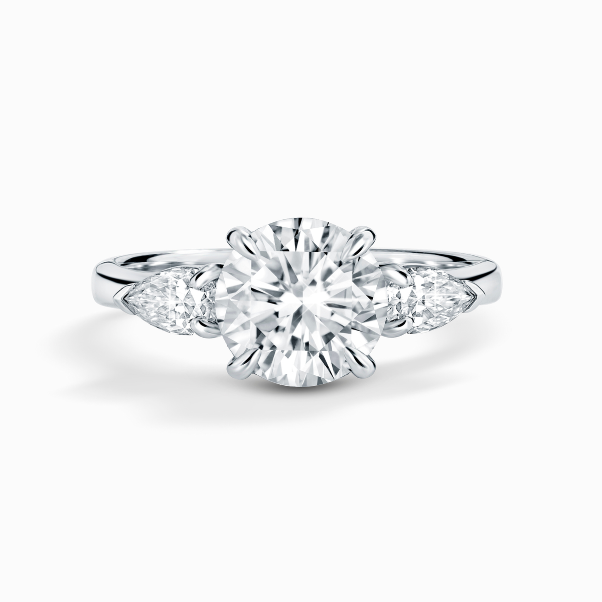 Vianne Jewellery 2ct Round Moissanite Three Stone Engagement Ring in Sterling Silver