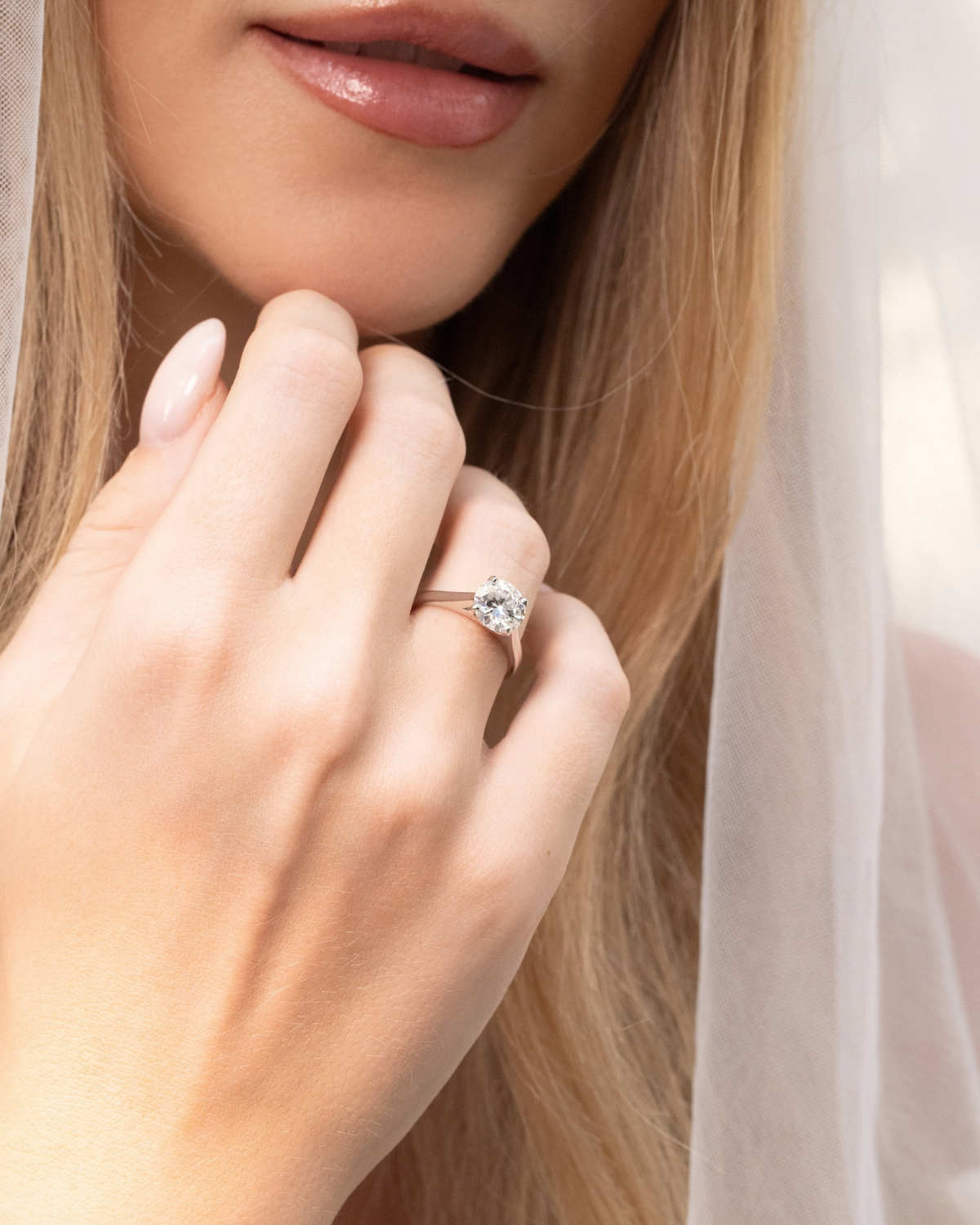 Vianne Jewellery 2ct Round Solitaire Moissanite Engagement Ring in Sterling Silver
