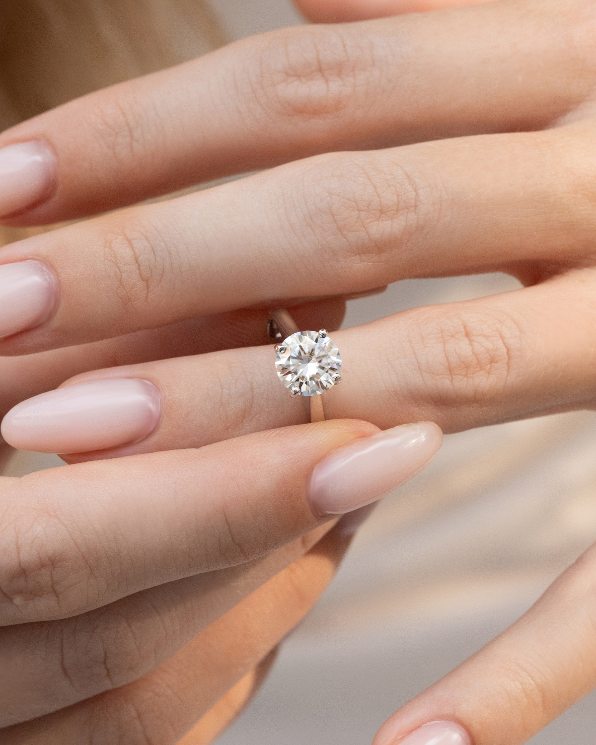 Vianne Jewellery 2ct Round Solitaire Moissanite Engagement Ring in Sterling Silver
