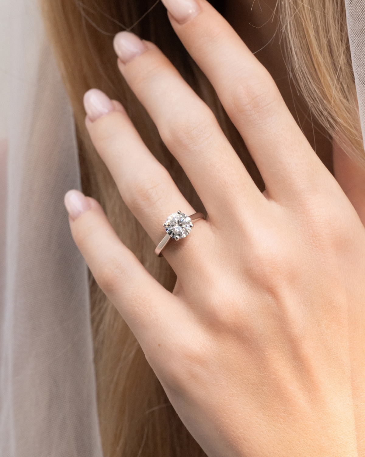 Vianne Jewellery 2ct Round Solitaire Moissanite Engagement Ring in Sterling Silver