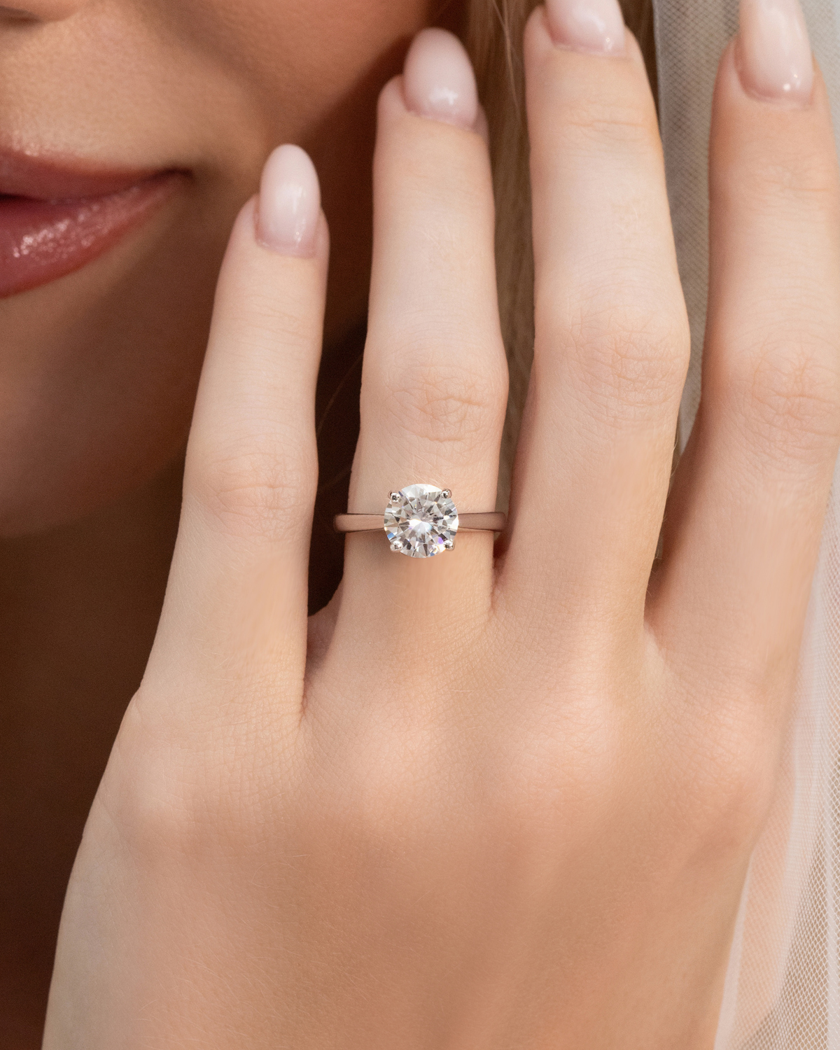 Vianne Jewellery 2ct Round Solitaire Moissanite Engagement Ring in Sterling Silver