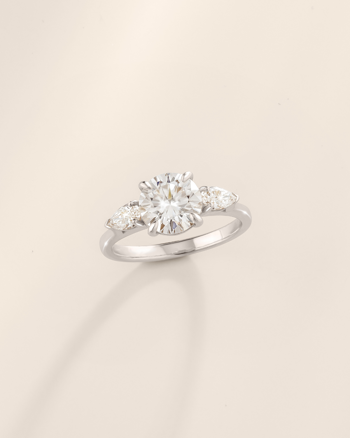 Vianne Jewellery 2ct Round Moissanite Three Stone Engagement Ring in Sterling Silver