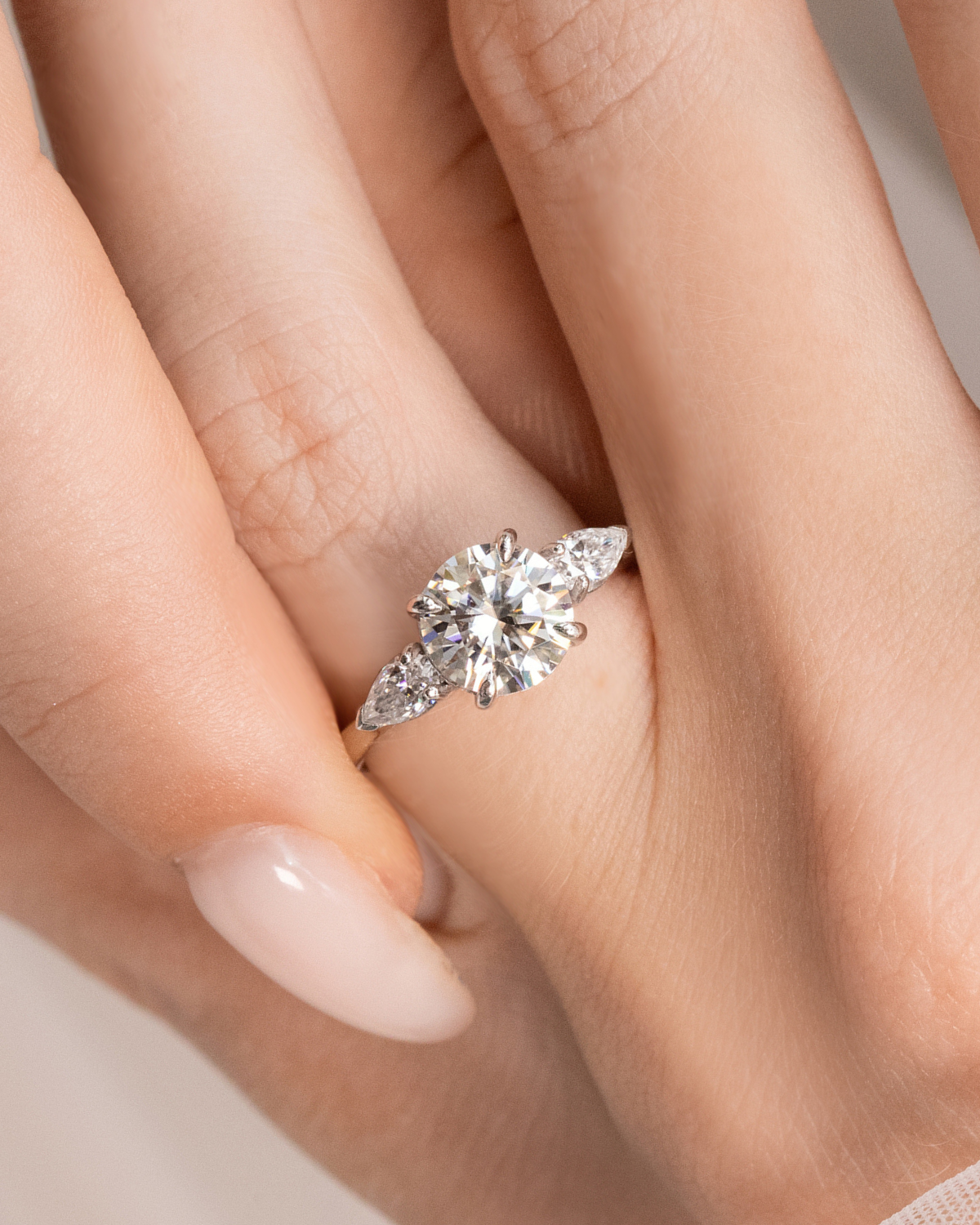 Vianne Jewellery 2ct Round Moissanite Three Stone Engagement Ring in Sterling Silver