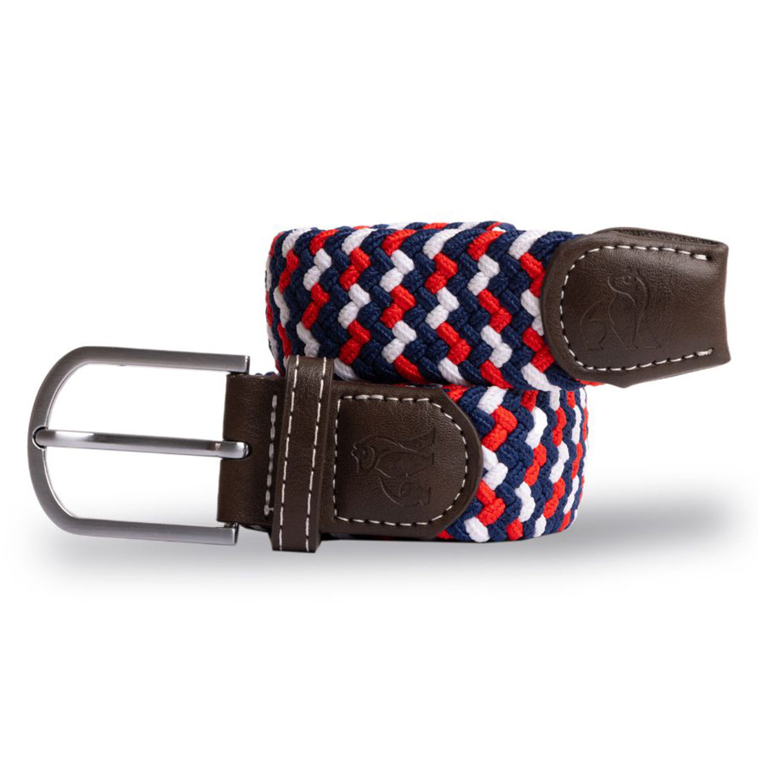 Swole Panda Recycled Woven Belt in Blue, Red and White Zigzag
